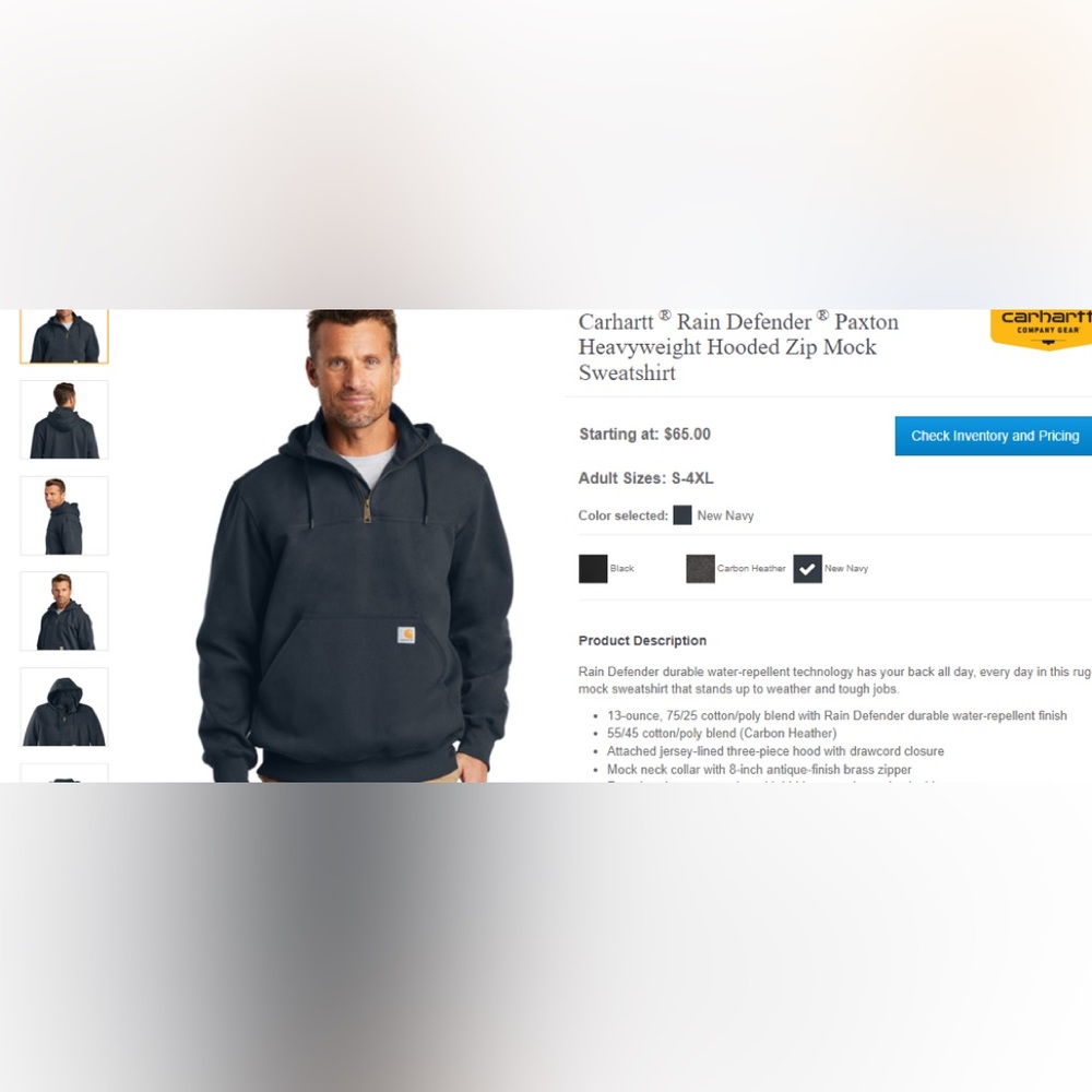 COPY - CT100617
Carhartt ® Rain Defender Paxton Heavyweight Hooded Zip   navy